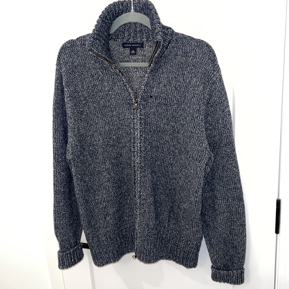 Banana Republic Heather Blue Full Zip Sweater Size Medium